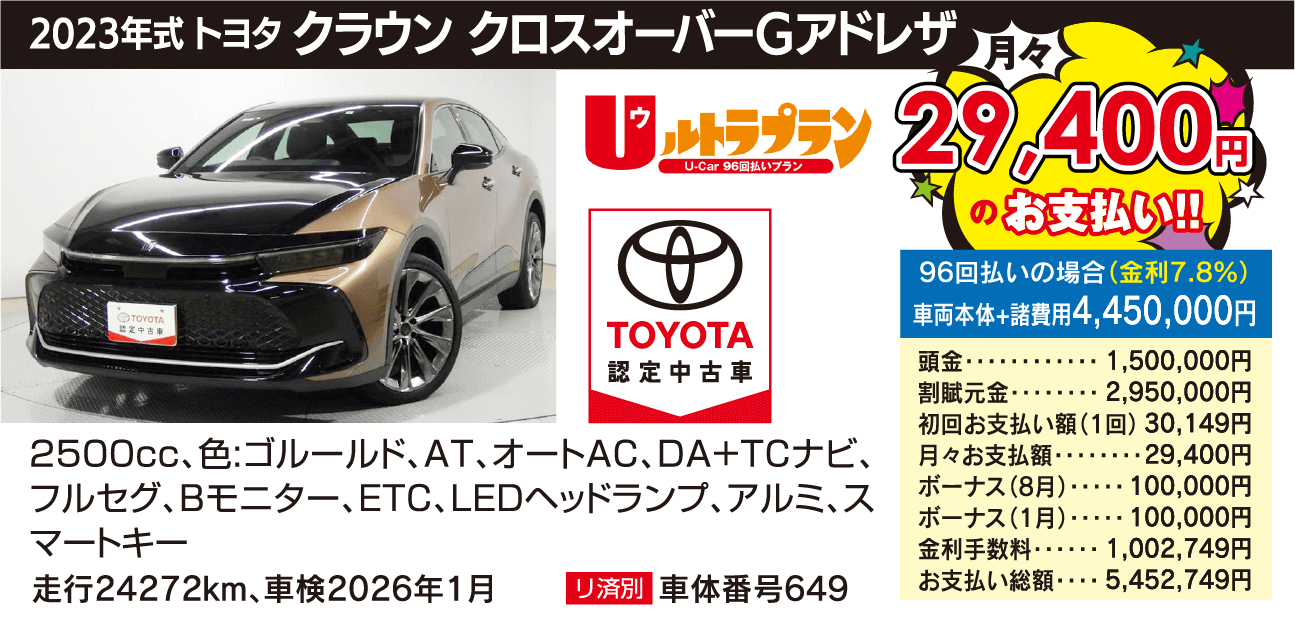 2023年式 クラウンクロスオーバーGアドレザ
