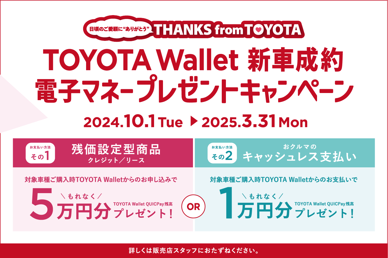 TOYORA Wallet新車成約電子マネープレゼント
